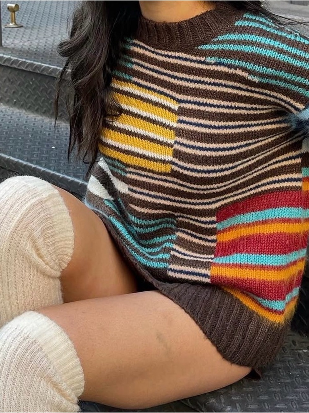 Daniel Guizio Colorful Striped Crew Neck Sweater